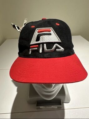 Fila Kids Black and Red Embroidered Logo Cap